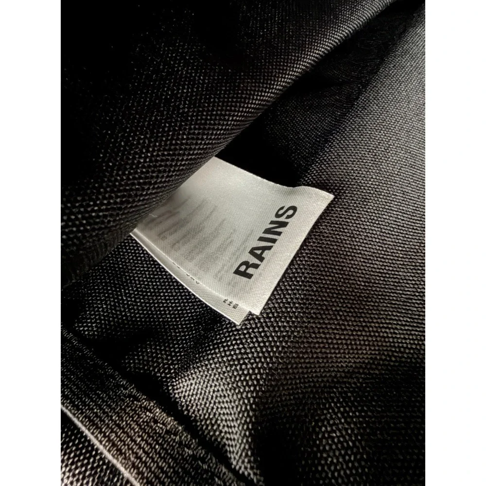 Rains Black Waterproof Laptop Backpack Matte Rucksack Macrobond‎ Logo Minimalist